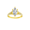 Marquise-cut diamond engagement ring with a channel-set diamond band and hidden-halo setting.