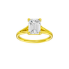 Emerald-cut diamond engagement ring with a plain band and solitaire setting.