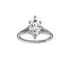 Marquise-cut diamond engagement ring with a plain band and solitaire setting.