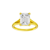 Emerald-cut diamond engagement ring with a plain band and solitaire setting.