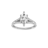 Marquise-cut diamond engagement ring with a channel-set diamond band and hidden-halo setting.