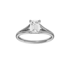 Emerald-cut diamond engagement ring with a plain band and solitaire setting.