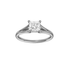 Princess-cut diamond engagement ring with a plain band and solitaire setting.