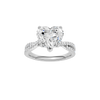 Heart-cut diamond engagement ring in 14k white gold with a prong-set diamond band and twist setting