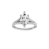 Marquise-cut diamond engagement ring with a channel-set diamond band and hidden-halo setting.