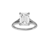 Emerald-cut diamond engagement ring with a plain band and solitaire setting.