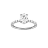 Oval-cut diamond engagement ring with a prong-set diamond band and hidden-halo setting.