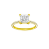 Princess-cut diamond engagement ring with a pavé-set diamond band and solitaire setting.