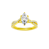 Marquise-cut diamond engagement ring in 14k yellow gold with a prong-set diamond band and twist setting