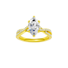 Marquise-cut diamond engagement ring in 14k yellow gold with a prong-set diamond band and twist setting