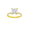 Princess-cut diamond engagement ring with a pavé-set diamond band and solitaire setting.