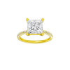 Princess-cut diamond engagement ring with a pavé-set diamond band and solitaire setting.