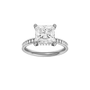 Princess-cut diamond engagement ring with a channel-set diamond band and hidden-halo setting.
