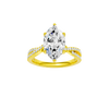 Marquise-cut diamond engagement ring in 14k yellow gold with a prong-set diamond band and twist setting