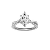 Marquise-cut diamond engagement ring in 14k white gold with a prong-set diamond band and twist setting