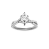 Marquise-cut diamond engagement ring in 14k white gold with a prong-set diamond band and twist setting