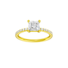 Princess-cut diamond engagement ring with a prong-set diamond band and solitaire setting.