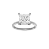 Princess-cut diamond engagement ring with a pavé-set diamond band and solitaire setting.