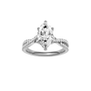 Marquise-cut diamond engagement ring in 14k white gold with a prong-set diamond band and twist setting