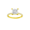 Princess-cut diamond engagement ring with a prong-set diamond band and solitaire setting.