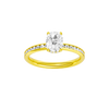 Elongated cushion-cut diamond engagement ring with a channel-set diamond band and hidden-halo setting.