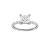 Princess-cut diamond engagement ring with a prong-set diamond band and solitaire setting.