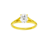Elongated cushion-cut diamond engagement ring with a plain band and solitaire setting.