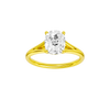 Elongated cushion-cut diamond engagement ring with a plain band and solitaire setting.