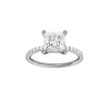 Princess-cut diamond engagement ring with a prong-set diamond band and solitaire setting.