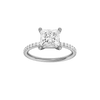 Princess-cut diamond engagement ring with a prong-set diamond band and solitaire setting.