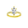 Marquise-cut diamond engagement ring with a channel-set diamond band and solitaire setting.
