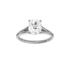 Elongated cushion-cut diamond engagement ring with a plain band and solitaire setting.