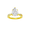 Pear-cut diamond engagement ring in 14k yellow gold with a prong-set diamond band and twist setting