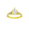 Pear-cut diamond engagement ring with a channel-set diamond band and solitaire setting.