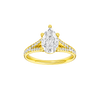Pear-cut diamond engagement ring with a channel-set diamond band and solitaire setting.