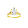 Pear-cut diamond engagement ring with a channel-set diamond band and solitaire setting.