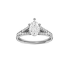Pear-cut diamond engagement ring with a channel-set diamond band and solitaire setting.