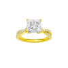 Princess-cut diamond engagement ring in 14k yellow gold with a prong-set diamond band and twist setting