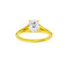 Elongated cushion-cut diamond engagement ring with a plain band and hidden-halo setting.