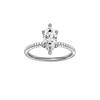 Marquise-cut diamond engagement ring with a pavé-set diamond band and hidden-halo setting.