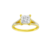 Pear-cut diamond engagement ring with a prong-set diamond band and solitaire setting.