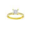 Princess-cut diamond engagement ring with a channel-set diamond band and solitaire setting.