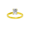 Radiant-cut diamond engagement ring with a plain band and solitaire setting.