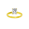 Radiant-cut diamond engagement ring with a plain band and solitaire setting.