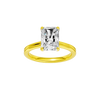 Radiant-cut diamond engagement ring with a plain band and solitaire setting.