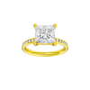 Princess-cut diamond engagement ring with a channel-set diamond band and solitaire setting.