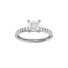 Princess-cut diamond engagement ring with a channel-set diamond band and solitaire setting.