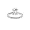 Radiant-cut diamond engagement ring with a plain band and solitaire setting.