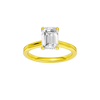 Emerald-cut diamond engagement ring with a plain band and solitaire setting.