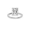 Radiant-cut diamond engagement ring with a plain band and solitaire setting.